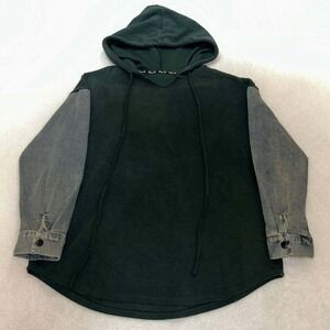 Ying Di Chinese Handmade Pullover Hoodie Denim Sleeves Drawstrings Size Large